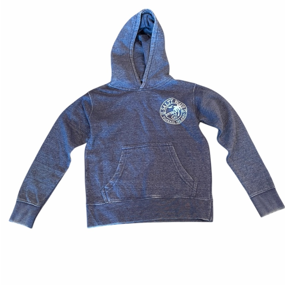 Salty Wave Hoodie Boys Size S Blue Topsail Island Pullover Sweatshirt